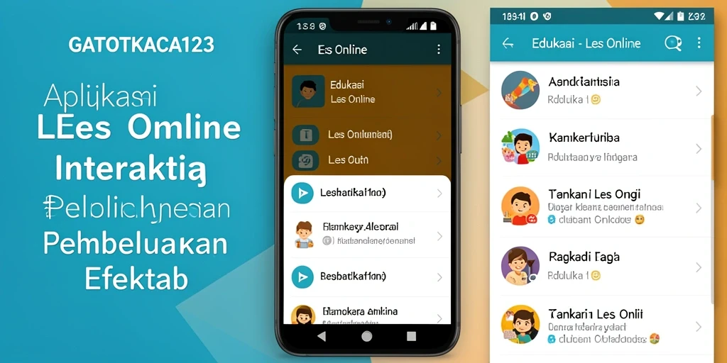 Tampilan antarmuka aplikasi GATOTKACA123 untuk les online yang user-friendly.