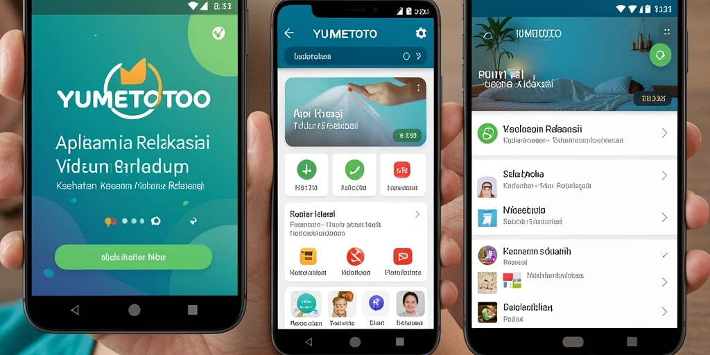 Antarmuka aplikasi YUMETOTO yang menenangkan untuk tidur lebih baik.