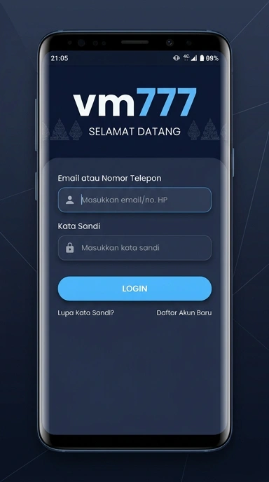 Tampilan halaman login vm777
